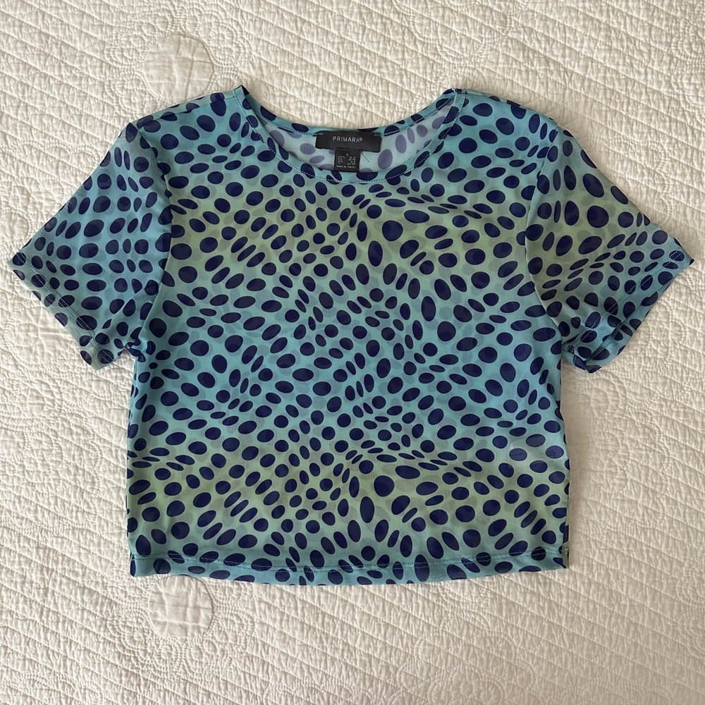 Primark Polka Dot Mesh Tee Crop Top